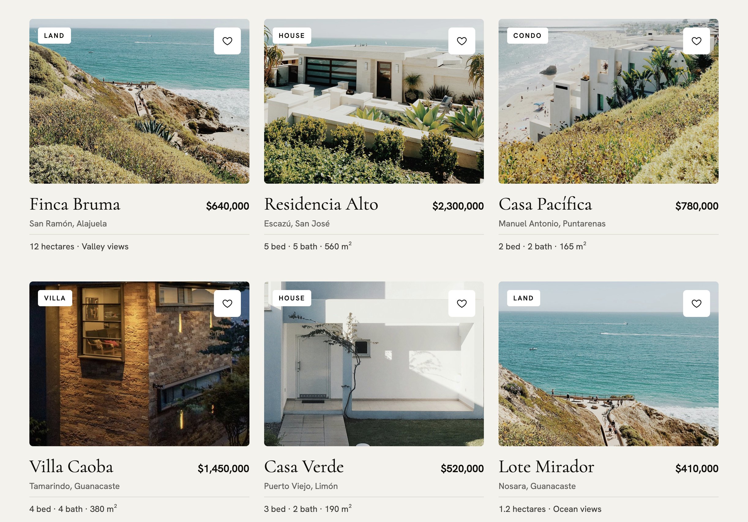 More property cards on the Vida Homes listings page